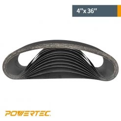 POWERTEC 4 in. x 36 in. 320-Grit Silicon Carbide Sanding Belt (3-Pack) -Cheap POWERTEC Store powertec power sander accessories 456323 4f 1000
