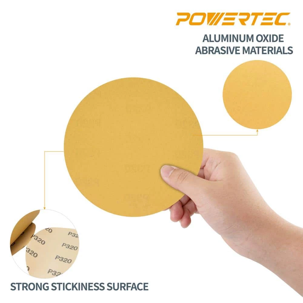 POWERTEC 6 in. 80-Grit Aluminum Oxide PSA Sanding Disc Roll (100-Pack) 7 POWERTEC 6 in. 80-Grit Aluminum Oxide PSA Sanding Disc Roll (100-Pack) - Image 5