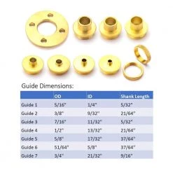 POWERTEC 10-Piece Solid Brass Template Guide Kit with Adaptor Includes 7 Router Guides and 2 Lock Nuts and Adaptor -Cheap POWERTEC Store powertec router guides 71220 1f 1000