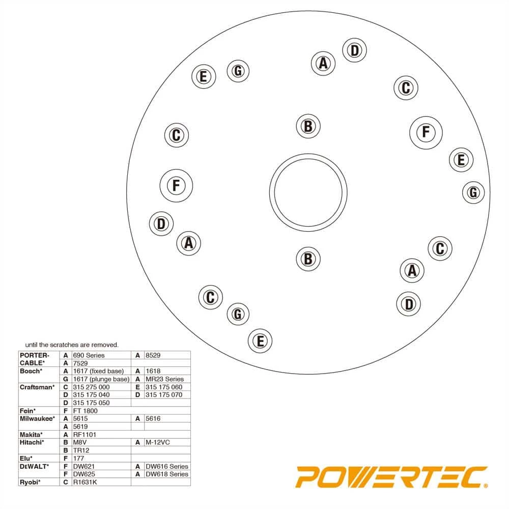 POWERTEC 6.5 in. Universal Router Plate 8 POWERTEC 6.5 in. Universal Router Plate - Image 6