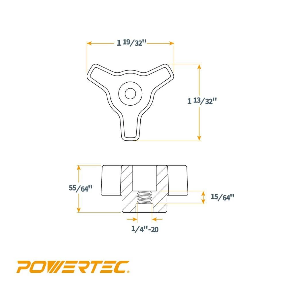 POWERTEC 1/4-20 in. x 1-1/2 in. Bolts, Washers, T-Track Knobs (10-Set) 10 POWERTEC 1/4-20 in. x 1-1/2 in. Bolts, Washers, T-Track Knobs (10-Set) - Image 8