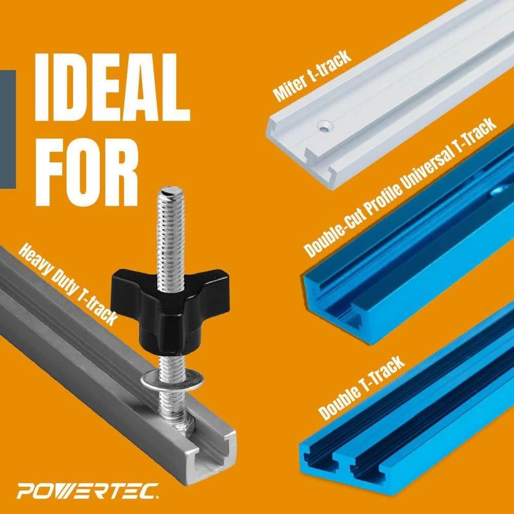 POWERTEC 1/4-20 in. x 1-1/2 in. Bolts, Washers, T-Track Knobs (10-Set) 5 POWERTEC 1/4-20 in. x 1-1/2 in. Bolts, Washers, T-Track Knobs (10-Set) - Image 3