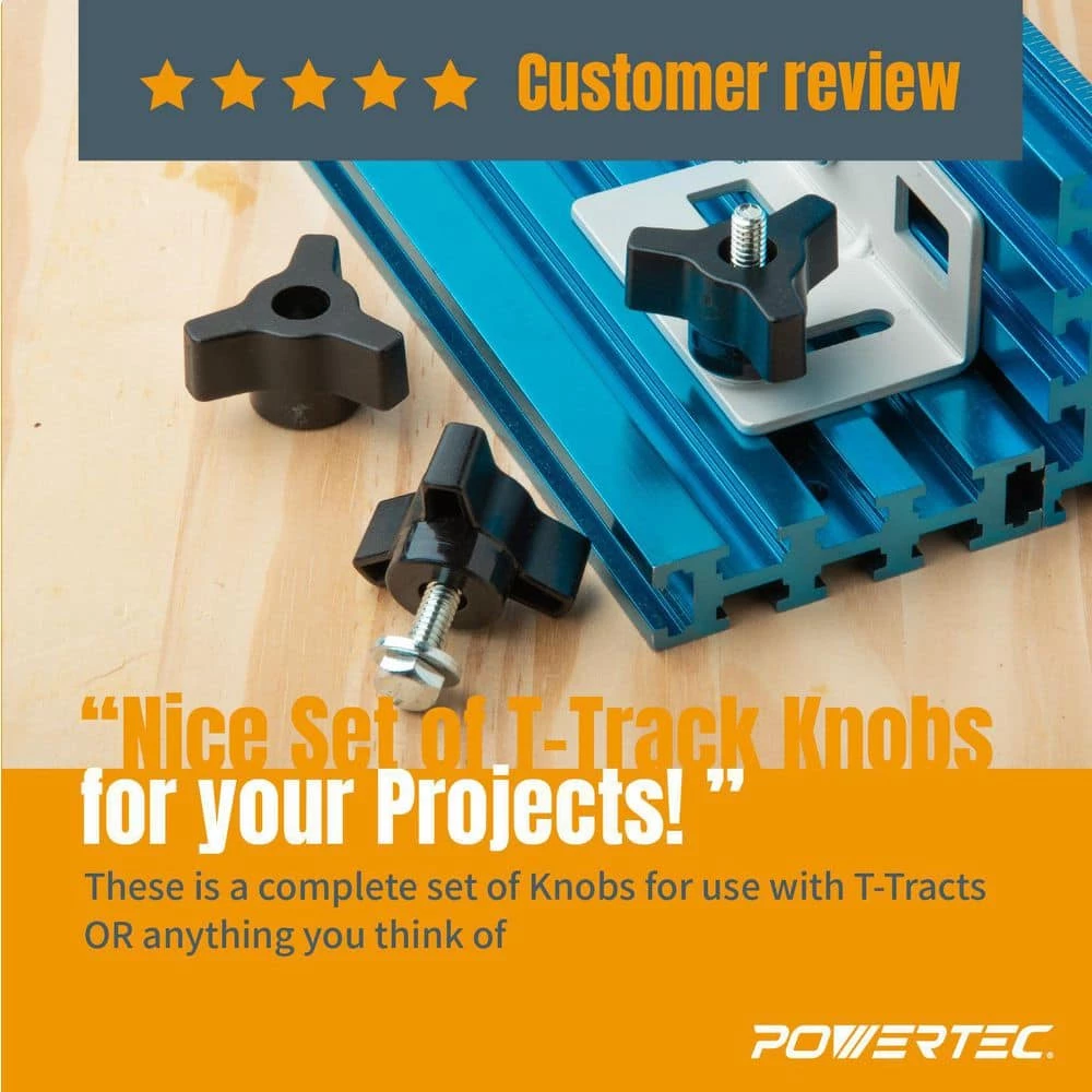 POWERTEC 1/4-20 in. x 1-1/2 in. Bolts, Washers, T-Track Knobs (10-Set) 4 POWERTEC 1/4-20 in. x 1-1/2 in. Bolts, Washers, T-Track Knobs (10-Set) - Image 2