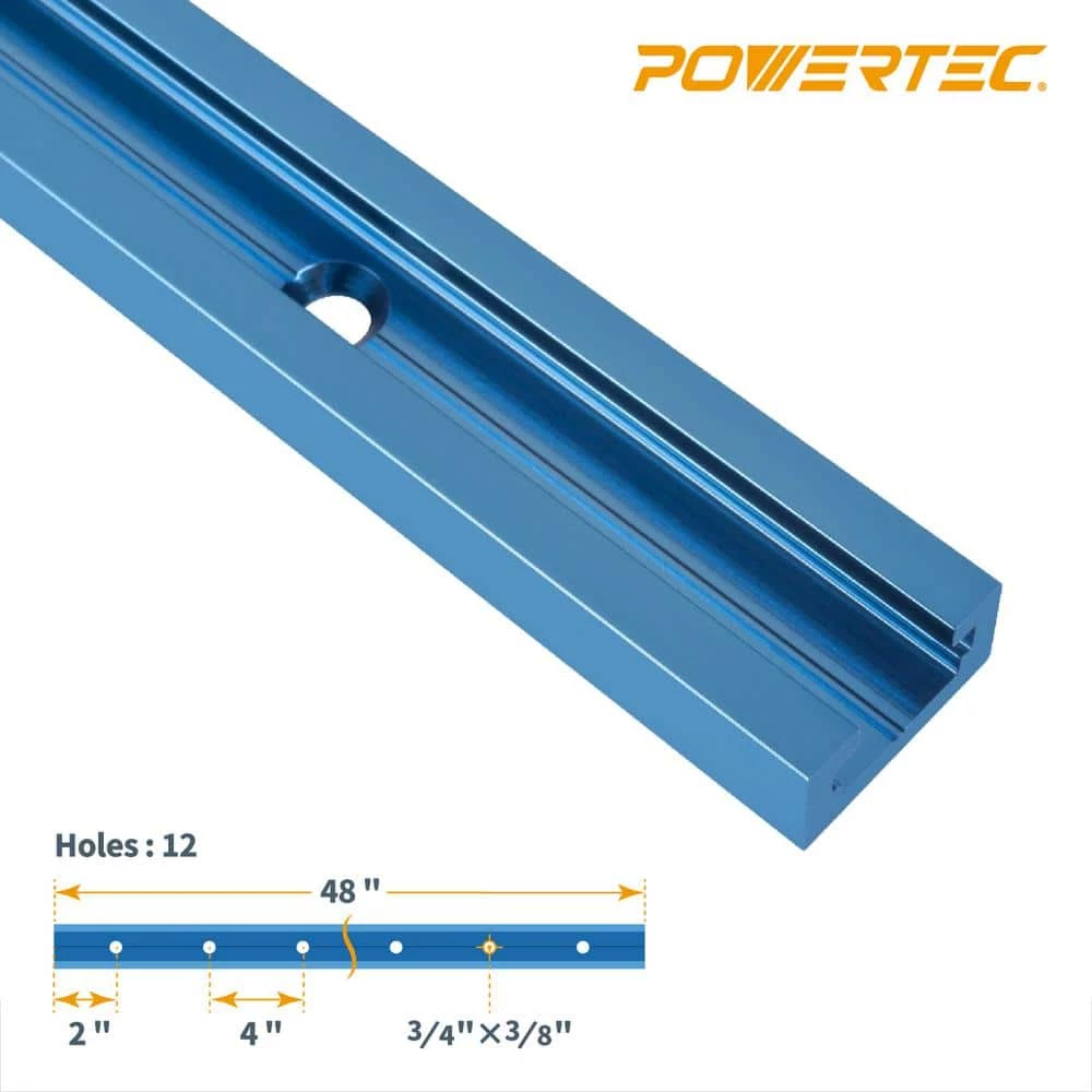 POWERTEC 48 in. Double-Cut Profile Universal T-Track with Predrilled Mounting Holes (2-Pack) 5 POWERTEC 48 in. Double-Cut Profile Universal T-Track with Predrilled Mounting Holes (2-Pack) - Image 3