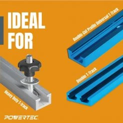 POWERTEC T-Track Knob Kit with 7 Star 1/4 in.-20 Threaded Knobs, Bolts and Washers for Woodworking Jigs and Fixtures (Set of 10) -Cheap POWERTEC Store powertec saw tracks 71481 4f 1000