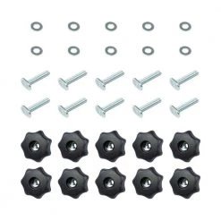 POWERTEC T-Track Knob Kit with 7 Star 1/4 in.-20 Threaded Knobs, Bolts and Washers for Woodworking Jigs and Fixtures (Set of 10)