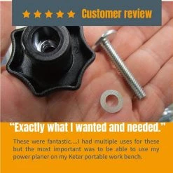 POWERTEC T-Track Knob Kit with 7 Star 1/4 in.-20 Threaded Knobs, Bolts and Washers for Woodworking Jigs and Fixtures (Set of 10) -Cheap POWERTEC Store powertec saw tracks 71481 fa 1000