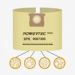 POWERTEC 15 Gal.-25 Gal. Filter Bag Replacement for Shop Vac 9067300 Vacuum (6-Pack) -Cheap POWERTEC Store powertec shop vacuum attachments 75025 p3 1f 1000