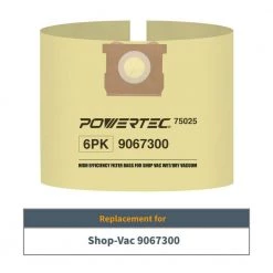 POWERTEC 15 Gal.-25 Gal. Filter Bag Replacement for Shop Vac 9067300 Vacuum (6-Pack) -Cheap POWERTEC Store powertec shop vacuum attachments 75025 p3 c3 1000