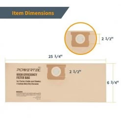 POWERTEC 4 Gal. Filter Bags for Porter Cable, Stanley 25-1238 Wet Dry Vacuum (6-Pack) -Cheap POWERTEC Store powertec shop vacuum attachments 75051 p2 4f 1000
