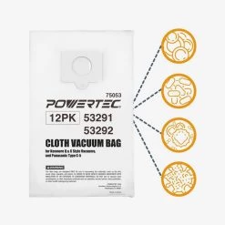 POWERTEC HEPA Cloth Vacuum Bag Replacement for Kenmore Q and C Style Vacuums, and Panasonic Type C-5 (6-Pack) -Cheap POWERTEC Store powertec shop vacuum attachments 75053 1f 1000