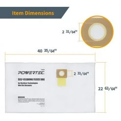 POWERTEC 16 Gal. Filter Bags for Wet Dry Vacuum (6-Pack) -Cheap POWERTEC Store powertec shop vacuum attachments 75054 p2 1f 1000 1