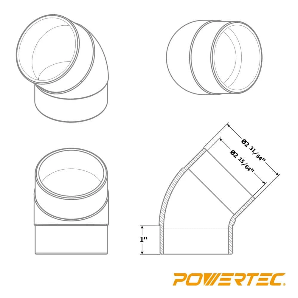 POWERTEC 2-1/2 in. 45-Degree Elbow 4 POWERTEC 2-1/2 in. 45-Degree Elbow - Image 2